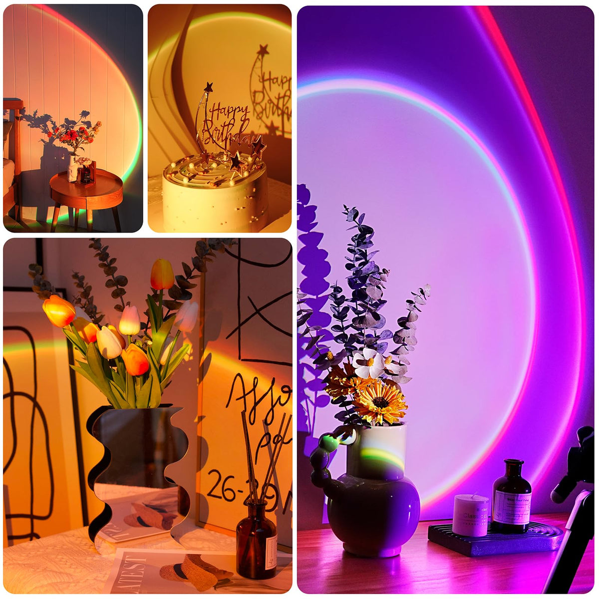 XEBKOR Sunset Lamp enhancing living room decor with sunset ambience.