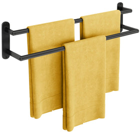 XEENEW towel rack in matte black for bathroom storage and quick towel access.
