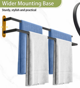 XEENEW wall-mount towel holder in stainless steel provides sturdy support.