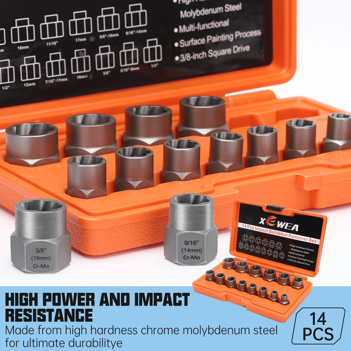 XEWEA 14-piece extractors provide full coverage without adapters
