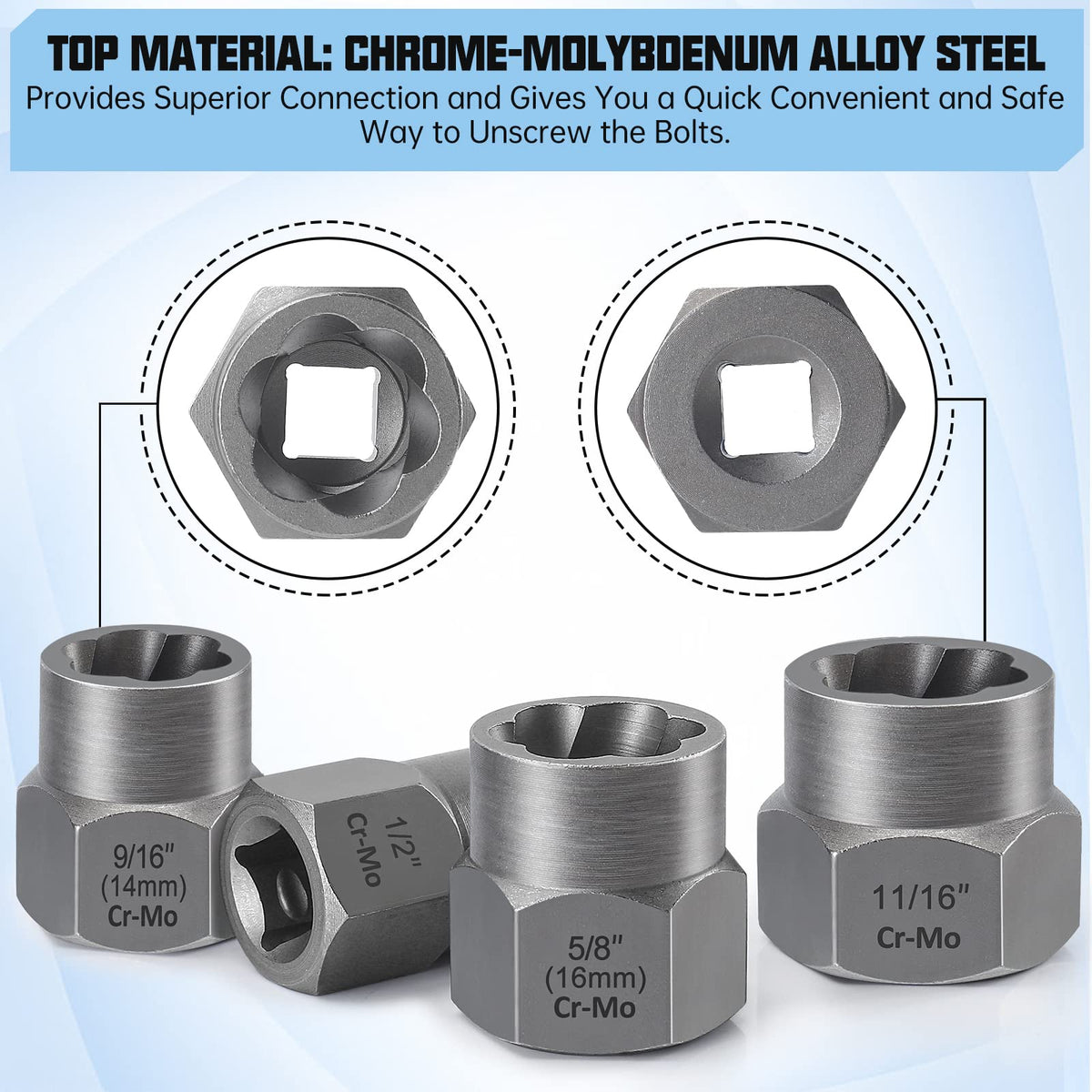 XEWEA set used on rusted lug nuts to prevent further damage.