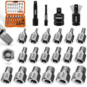 XEWEA screw extractor set with ten multi-spline extractors for damaged fasteners