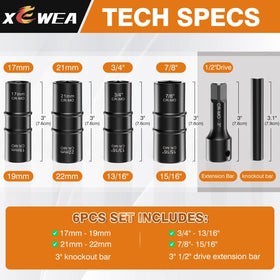 XEWEA eight-size dual-end sockets shown for fast wheel nut access