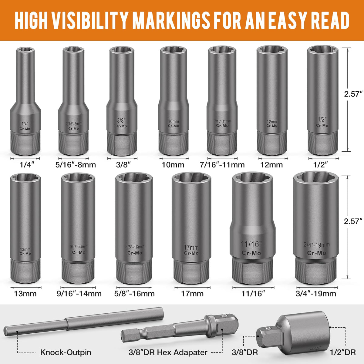 XEWEA close-up showing durable chromium-molybdenum steel for lasting bolt removal tasks.