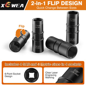 XEWEA half-inch drive lug socket set designed for easy reach