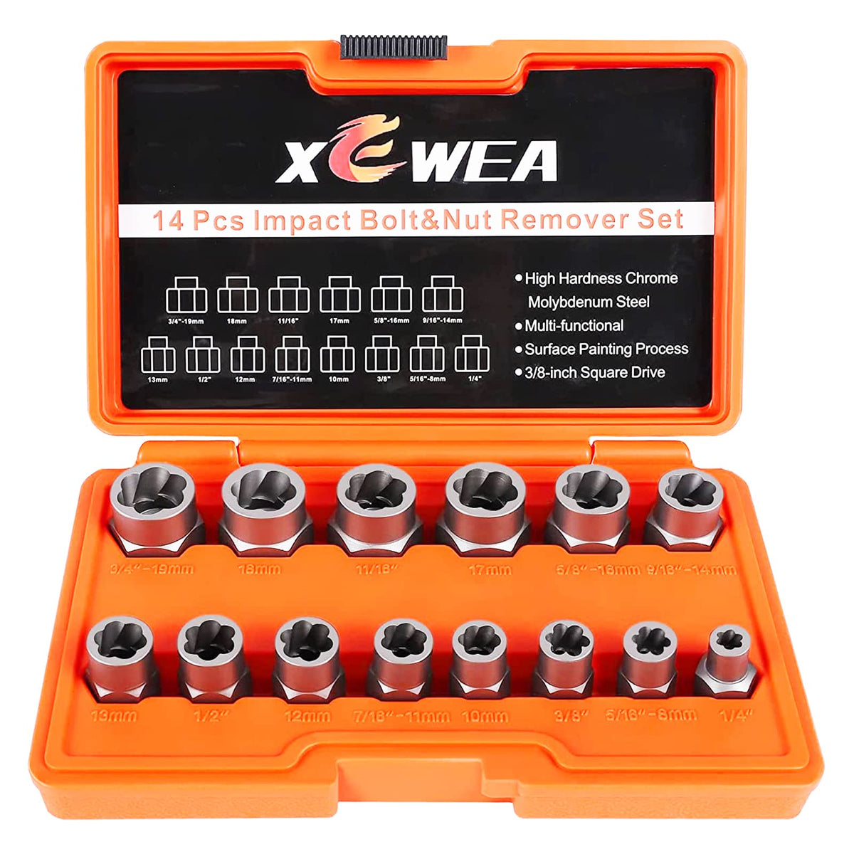 XEWEA professional 14-piece bolt extractor set for versatile bolt removal