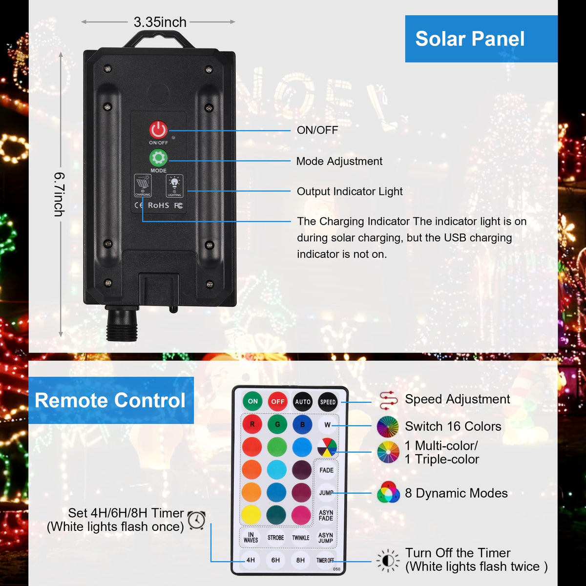 XEWEA globe LEDs display 16 colors and 20 modes for festive scenes.
