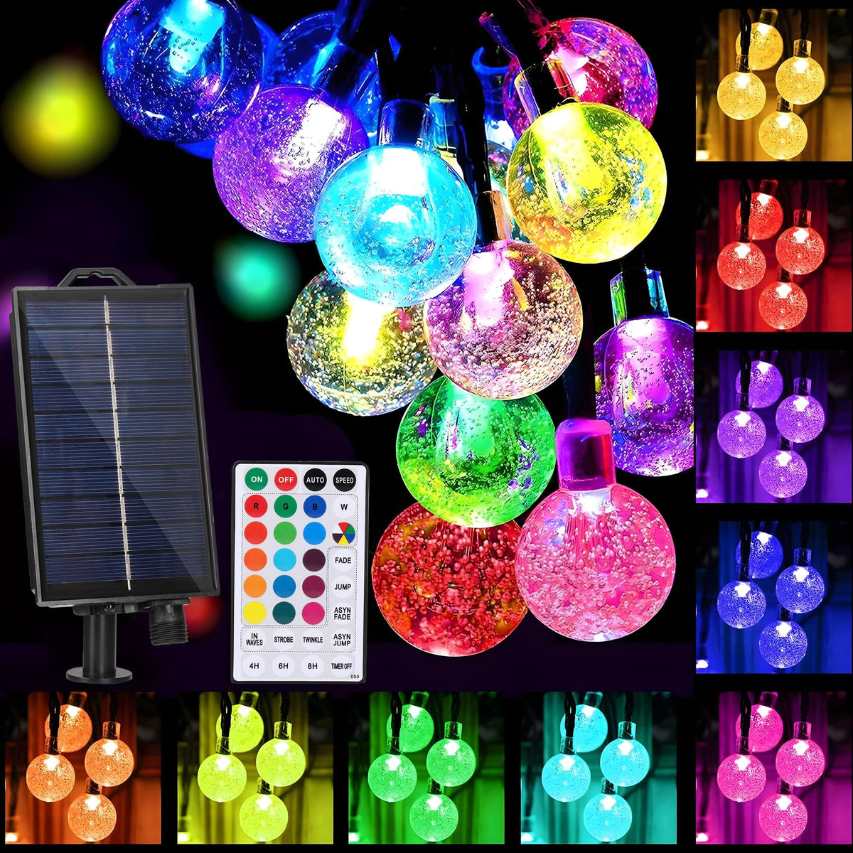 XEWEA solar string lights illuminate a garden with 66 LEDs for warm outdoor ambiance.