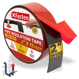 XFasten Foam Pipe Insulation Tape applied to outdoor pipe for heat retention.