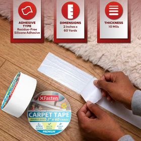 XFasten rug grip tape peeling clean with no sticky residue on hardwood.