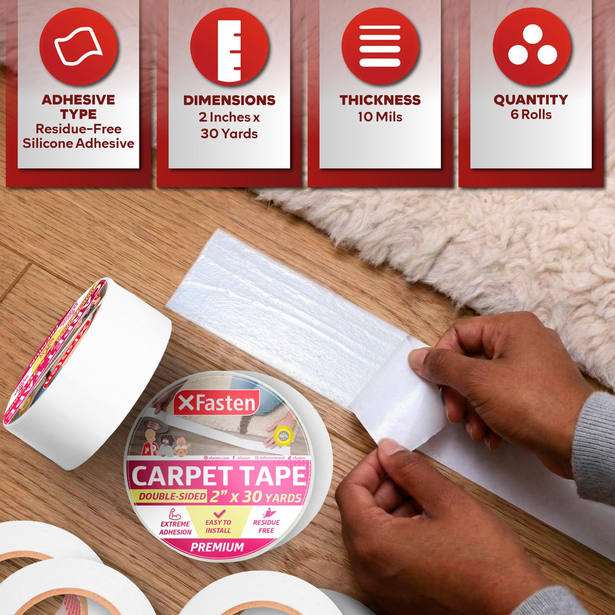 XFasten residue-free removal shows clean pull from wood surface without residue.