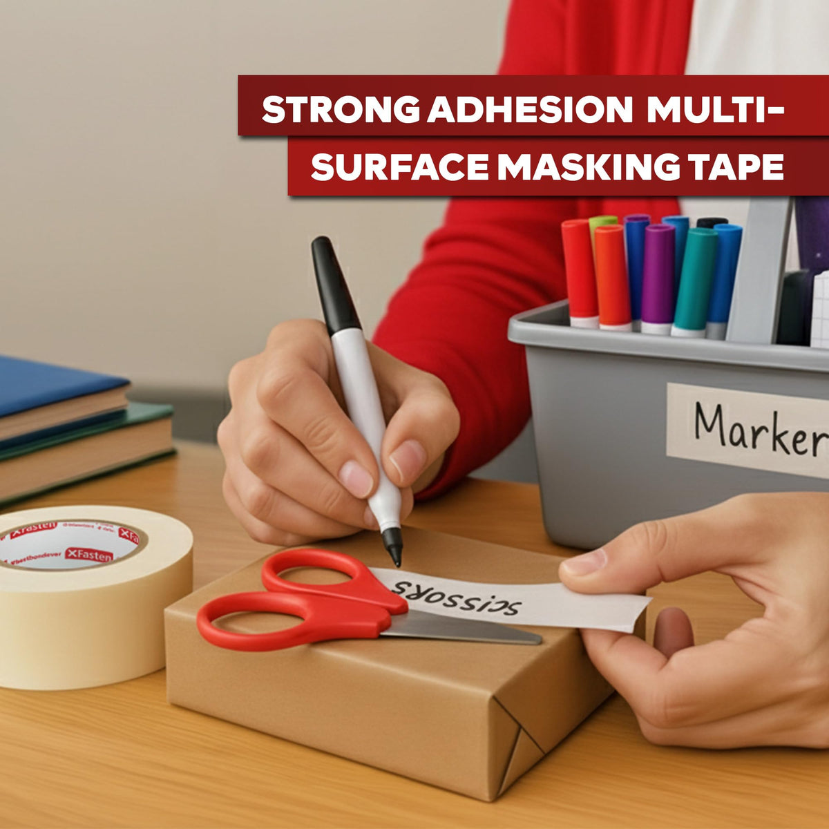 XFasten white masking tape edge masking for clean painter lines
