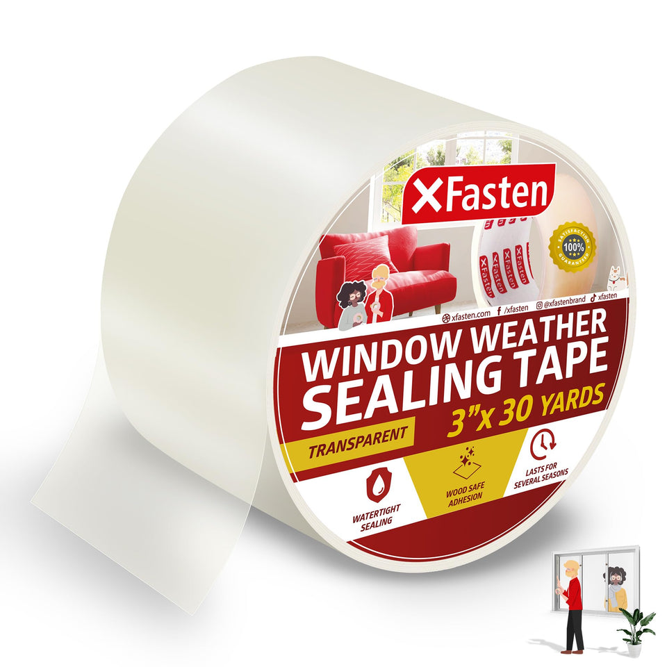XFasten window sealing tape roll applying a tight 3in seal on an RV window