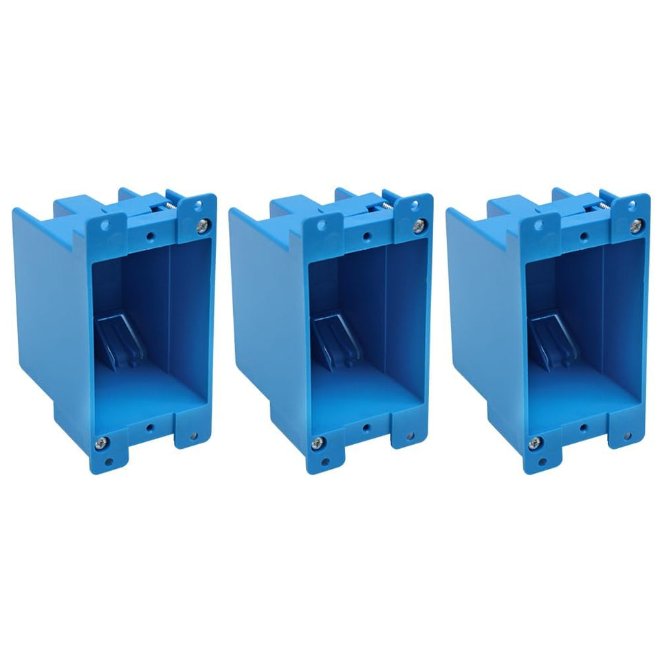 XGGYA blue single-gang outlet box front view for clean, versatile installations.