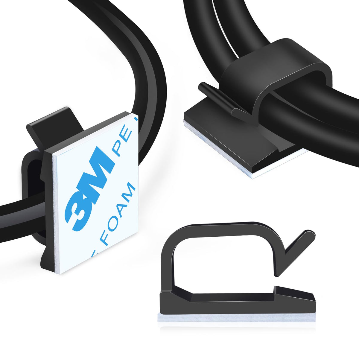 XHF adhesive cable clip base secures cables neatly on any surface.
