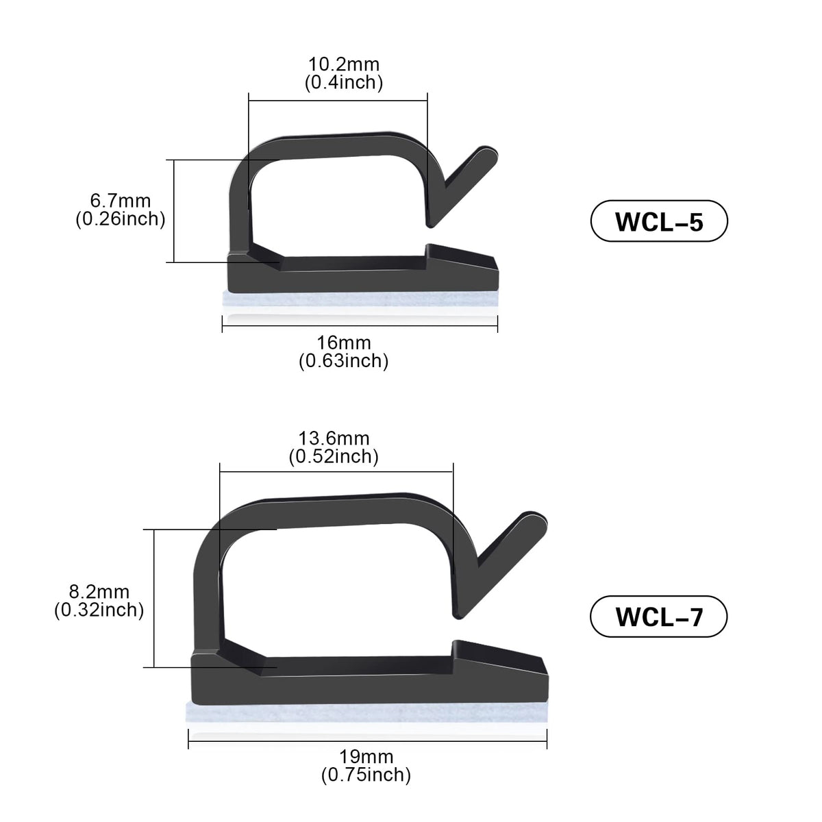 XHF clip buckle inner diameter holds thin cables securely.