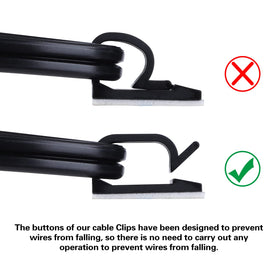 XHF surface-compatible clip adheres to glass, wood, and metal surfaces for tidy setups.