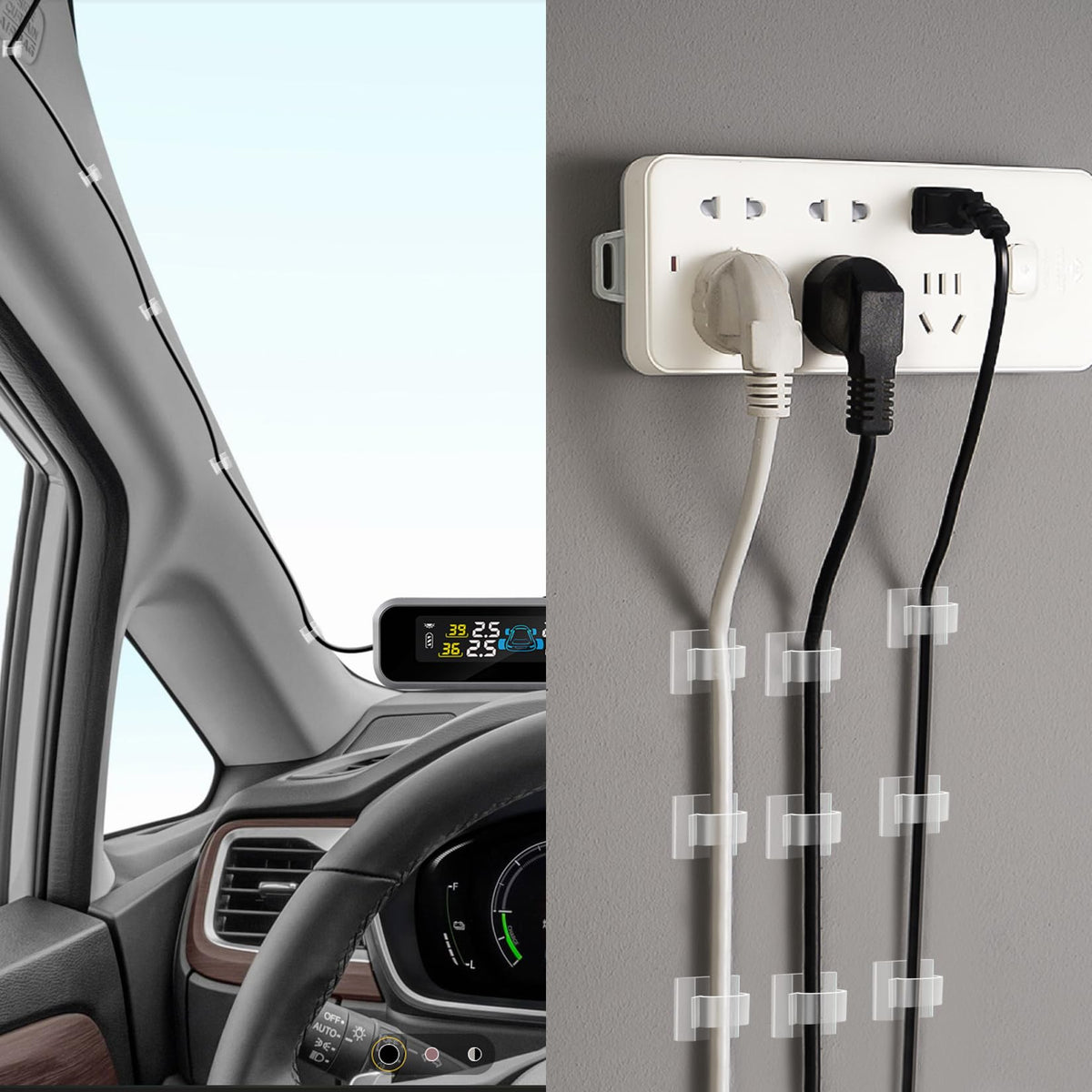XHF car dashboard cable clip helps route chargers safely on the road.