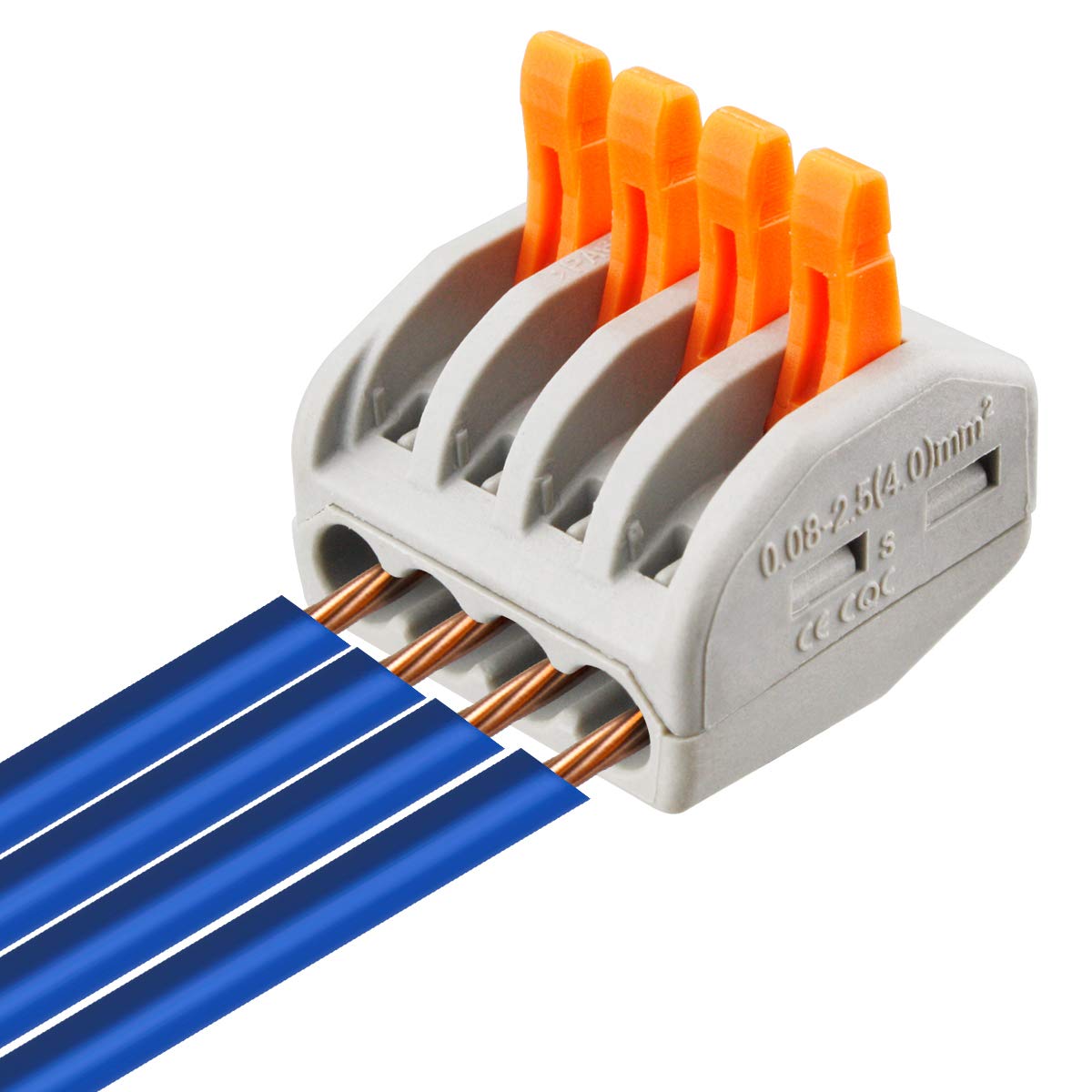 XHF2018 lever connector open handle shows easy rewire capability for maintenance.