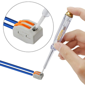 XHF2018 lever connectors wire insertion demonstrating quick, tool-free setup
