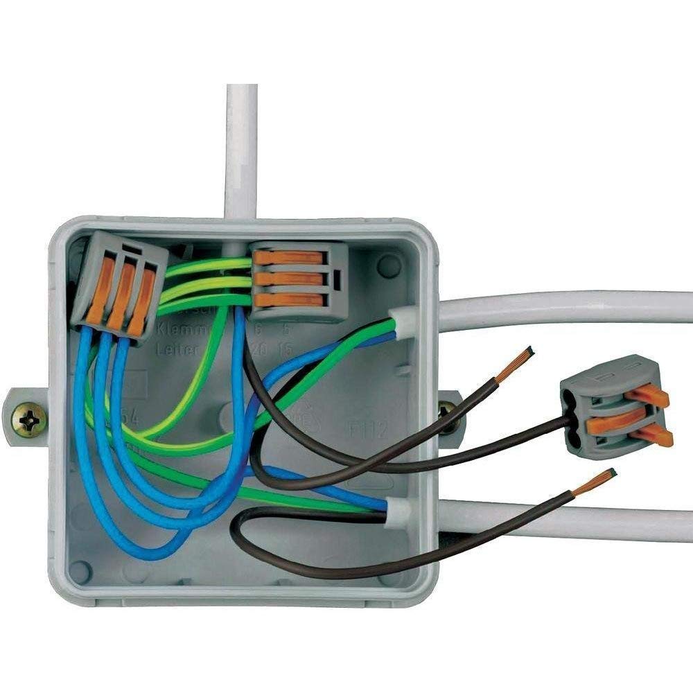 XHF2018 lever connectors in lighting or fan wiring setup