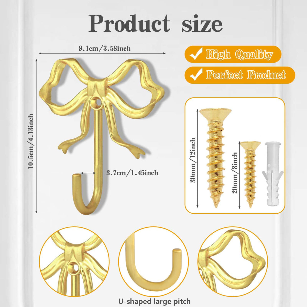 XHIPY gold bow wall hook ideal organizer for hats and bags.