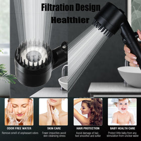 Xianshengle adjustable mount keeps the head stable during showers.