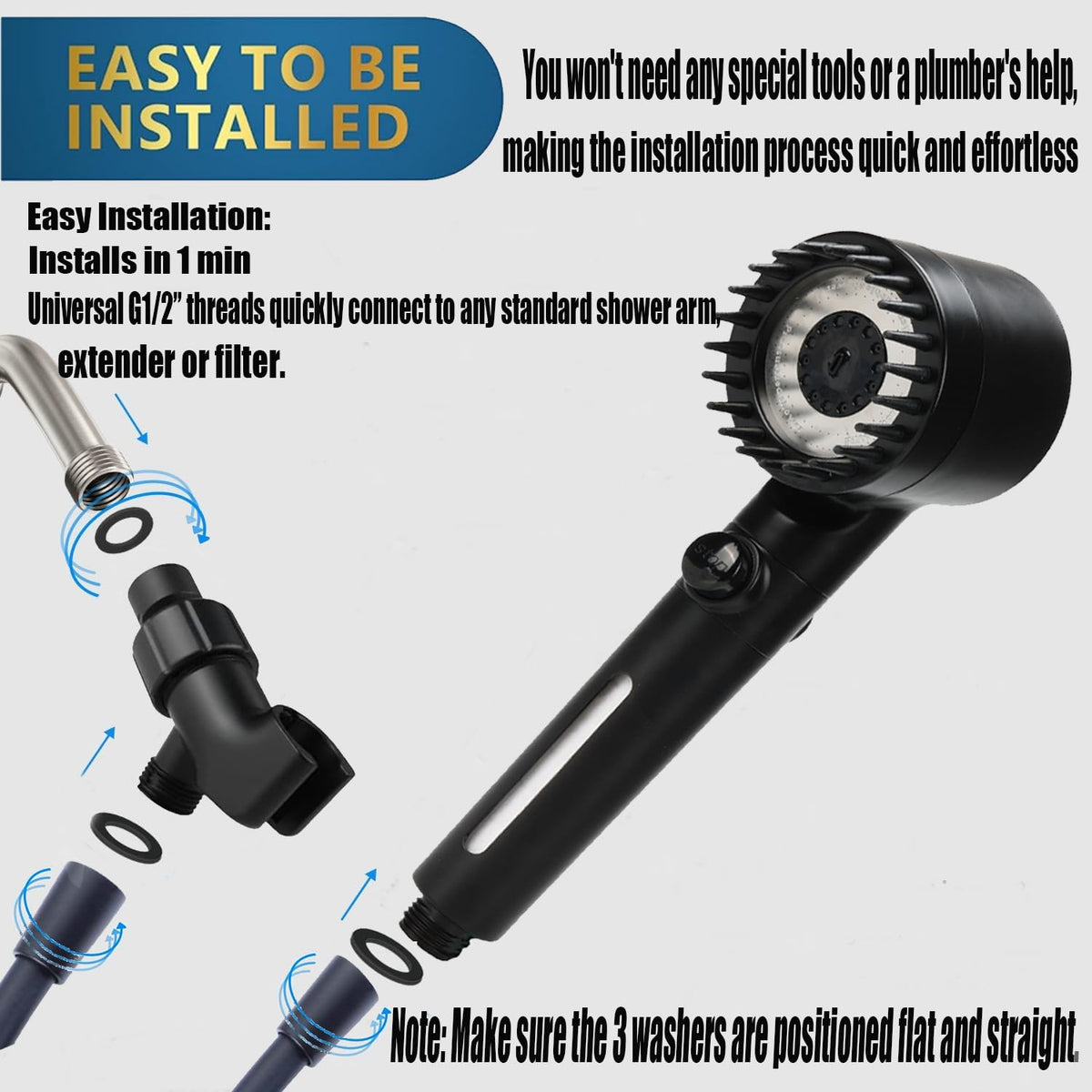 Xianshengle chrome-plated ABS head resists rust and corrosion.