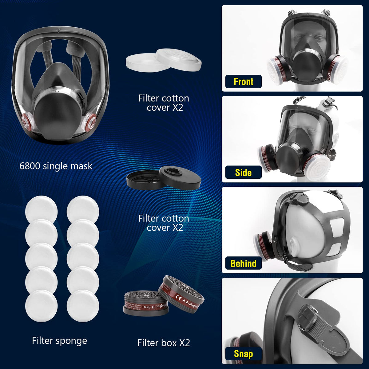 XIANZHO full-face respirator mask, ideal for airbrush use and precise spraying.