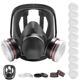 XIANZHO full-face respirator mask, front view, reliable dust protection for woodworking and sanding.