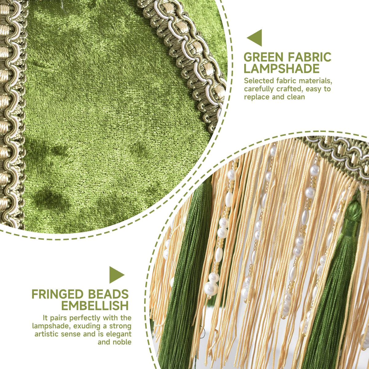 XiaoJuande velvet shade features embossed fringe details for vintage texture.