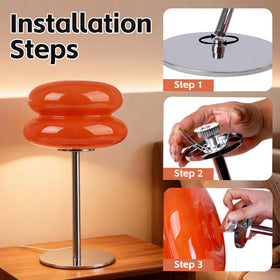 xiaojuande mushroom lamp orange glass shade creates a warm focal point