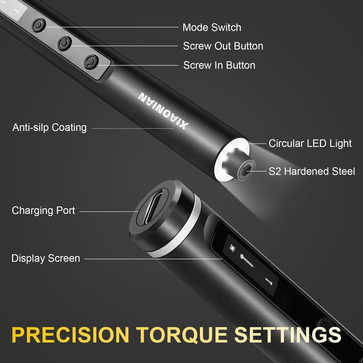 XIAONIAN built-in LED illuminates tight workspaces during assembly.