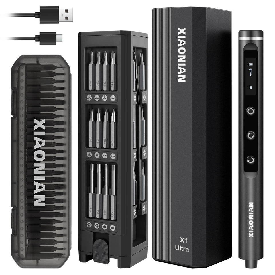 XIAONIAN precision screwdriver with 76-in-1 bits for detailed electronics repairs.