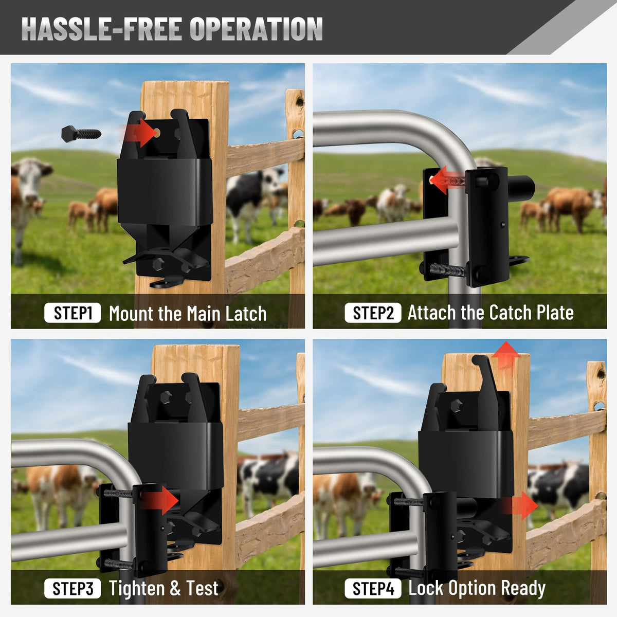 XIEKRAB 2P Farm Gate Latch rust-resistant coating protects outdoor gates