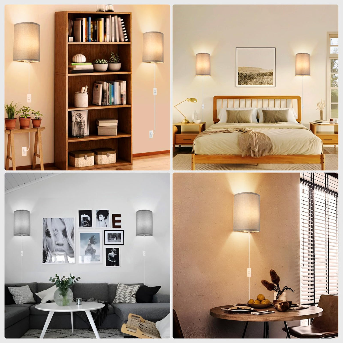 XIEYOR wall sconce set2 no wiring required for flexible placement