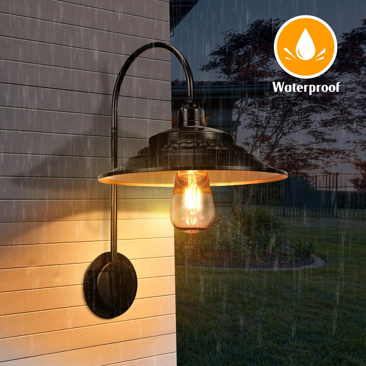 XIFEINIU solar barn light features three panels for extended daytime charging.