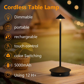 XIH outdoor patio table lamp providing cordless illumination for al fresco dining