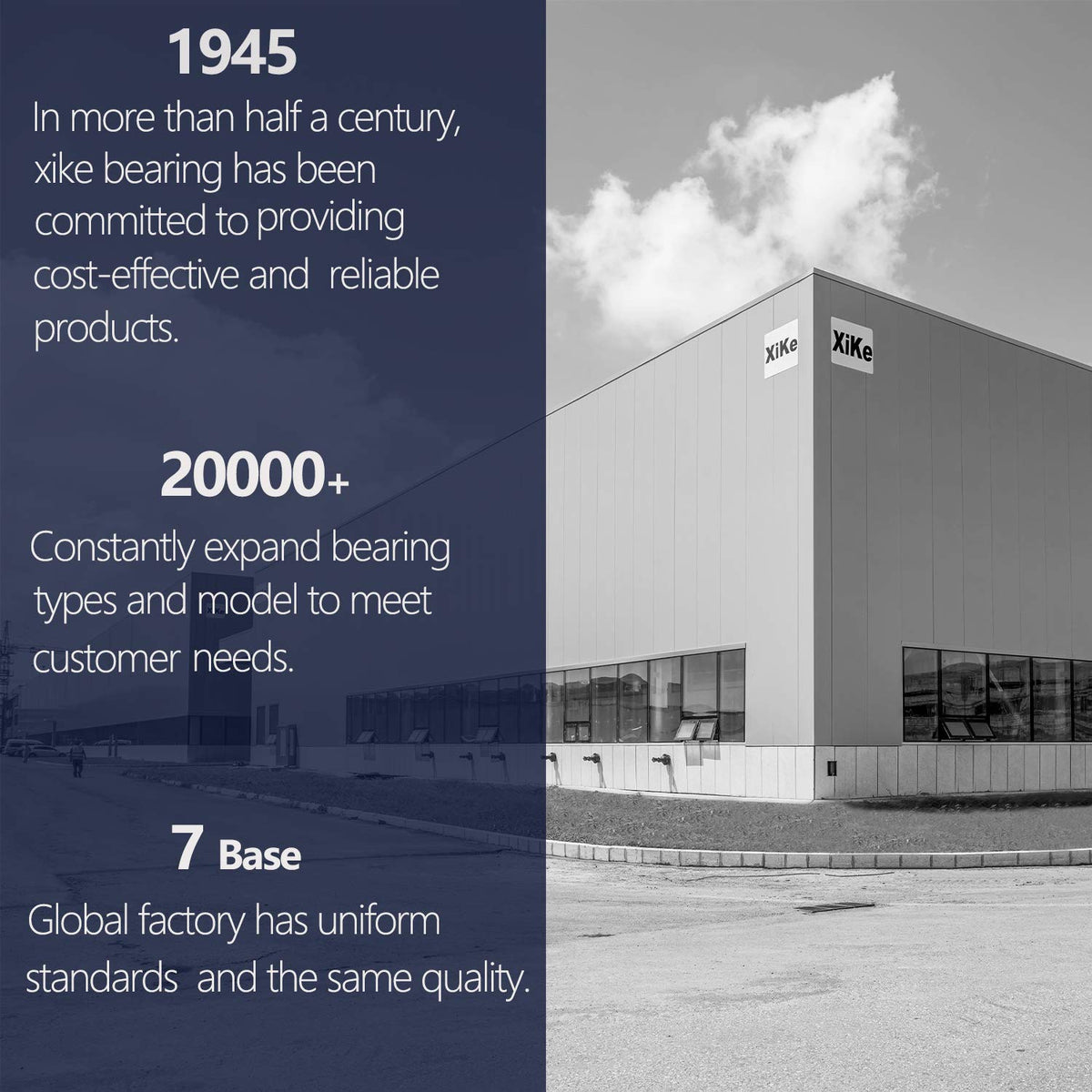 XIKE bearings heritage since 1945 highlights expert manufacturing.