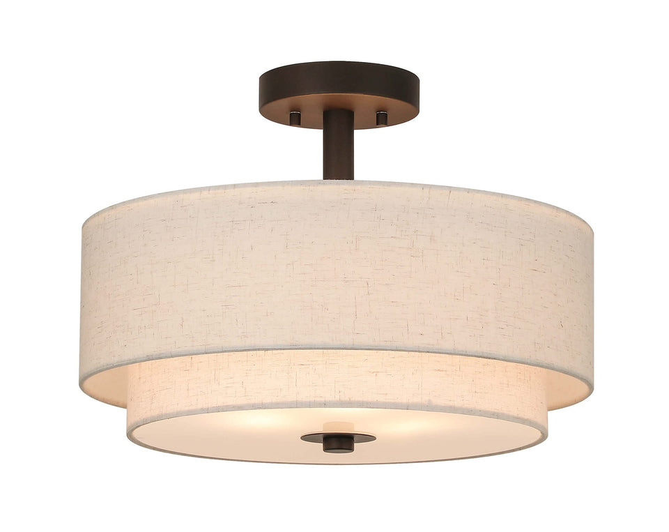 XiNBEi Lighting drum semi flush fixture front view, ideal for entry lighting and hallway glow.