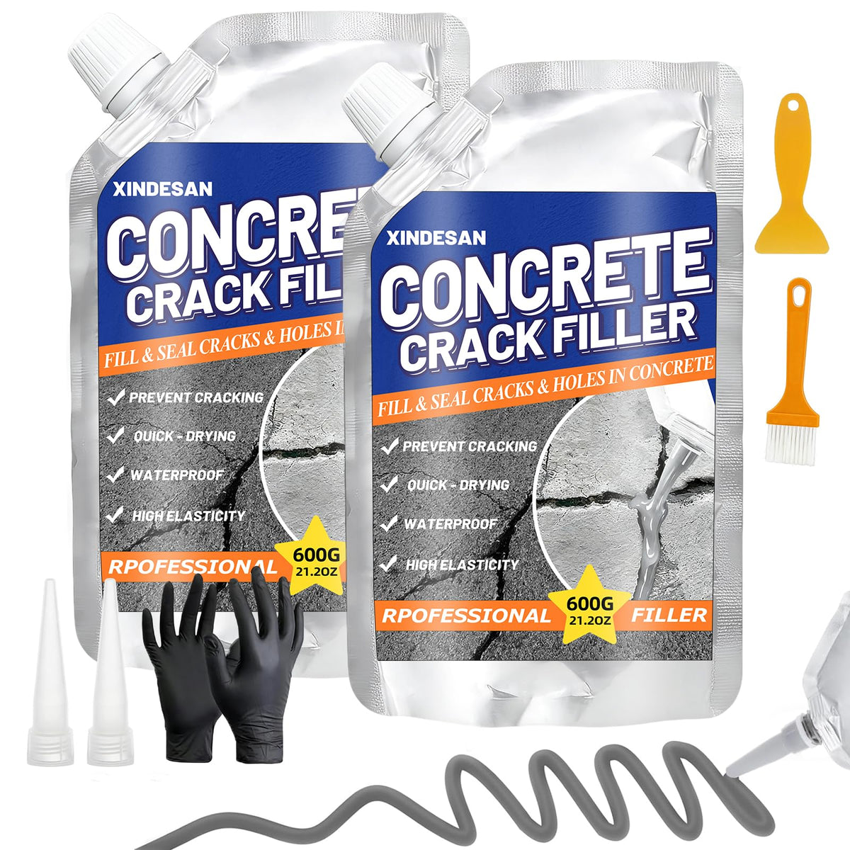 XINDESAN Concrete Crack Filler two-packs kit with tools for easy home repairs.