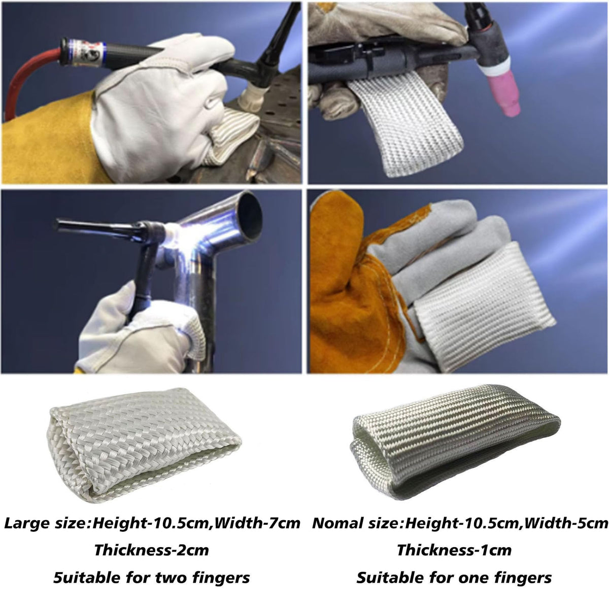 XINHAN AUTO PARTS white fibreglass welding finger heat shield normal size protects a single finger with glove fit