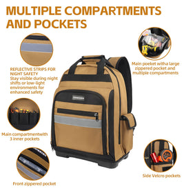 XINHESDEN tool backpack with reflective front strip for better visibility