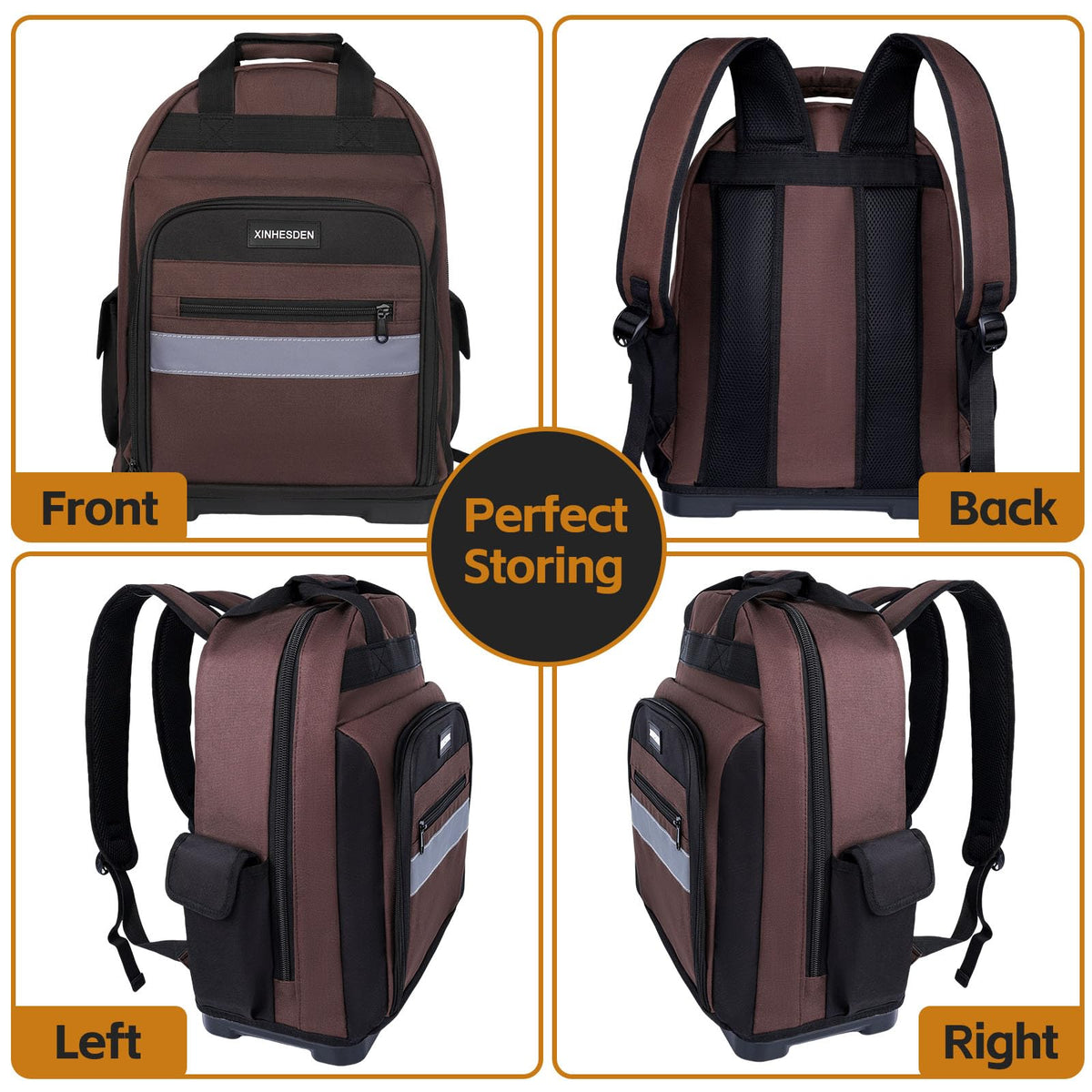 XINHESDEN Tool Backpack adjustable shoulder straps reduce fatigue during long shifts.