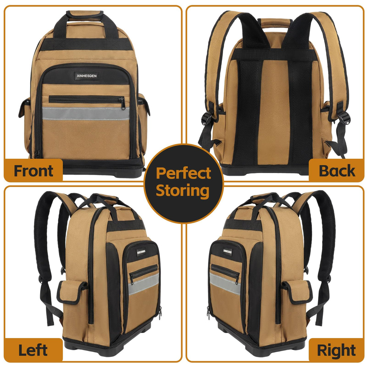 XINHESDEN side pockets and elastic bands secure accessories within reach
