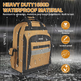 XINHESDEN electrician backpack with soft adjustable straps for reduced shoulder strain