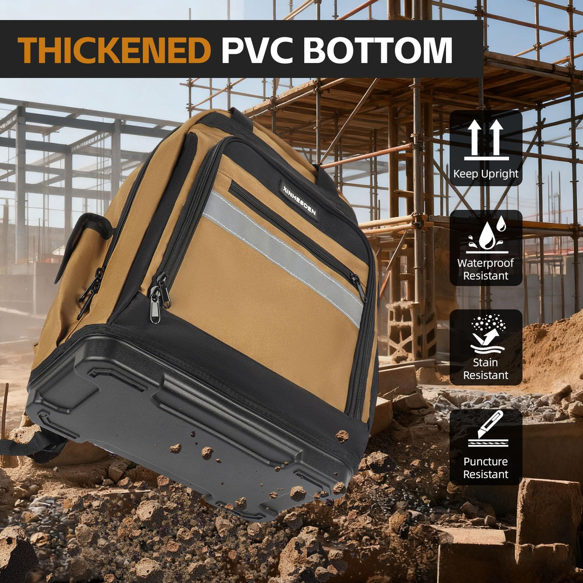 XINHESDEN tool backpack with 12 pockets for organized storage of tools