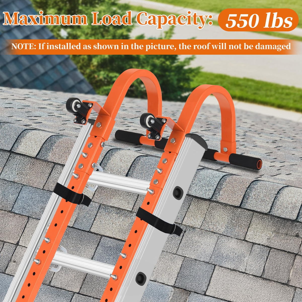 Xinrintong two-wheels-design facilitates smooth ladder movement on the roof.