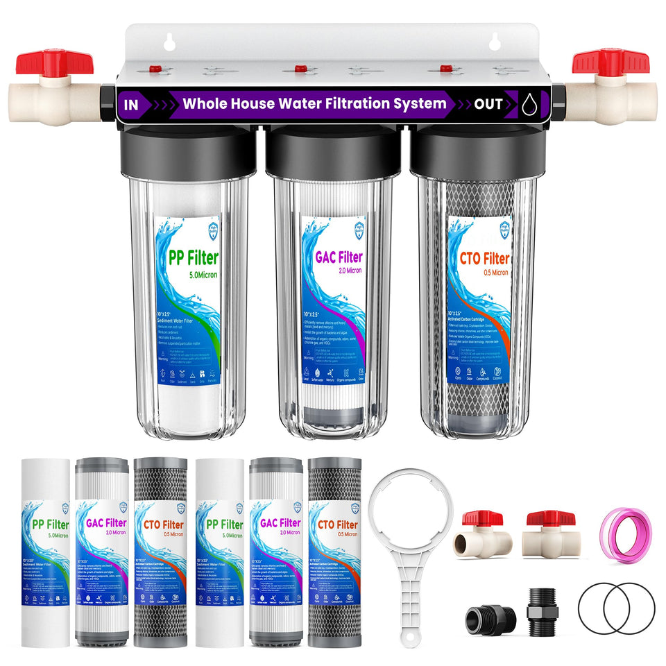 XINSHUO whole-house system installed under sink for clean, great-tasting water.