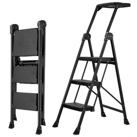 XinSunho 3-step ladder with anti-slip pedals for stable elevation.